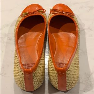 Tory Burch Shoes - Tory Burch orange cap and woven flats Tory Burch Shoes - Tory Burch orange cap and woven flats